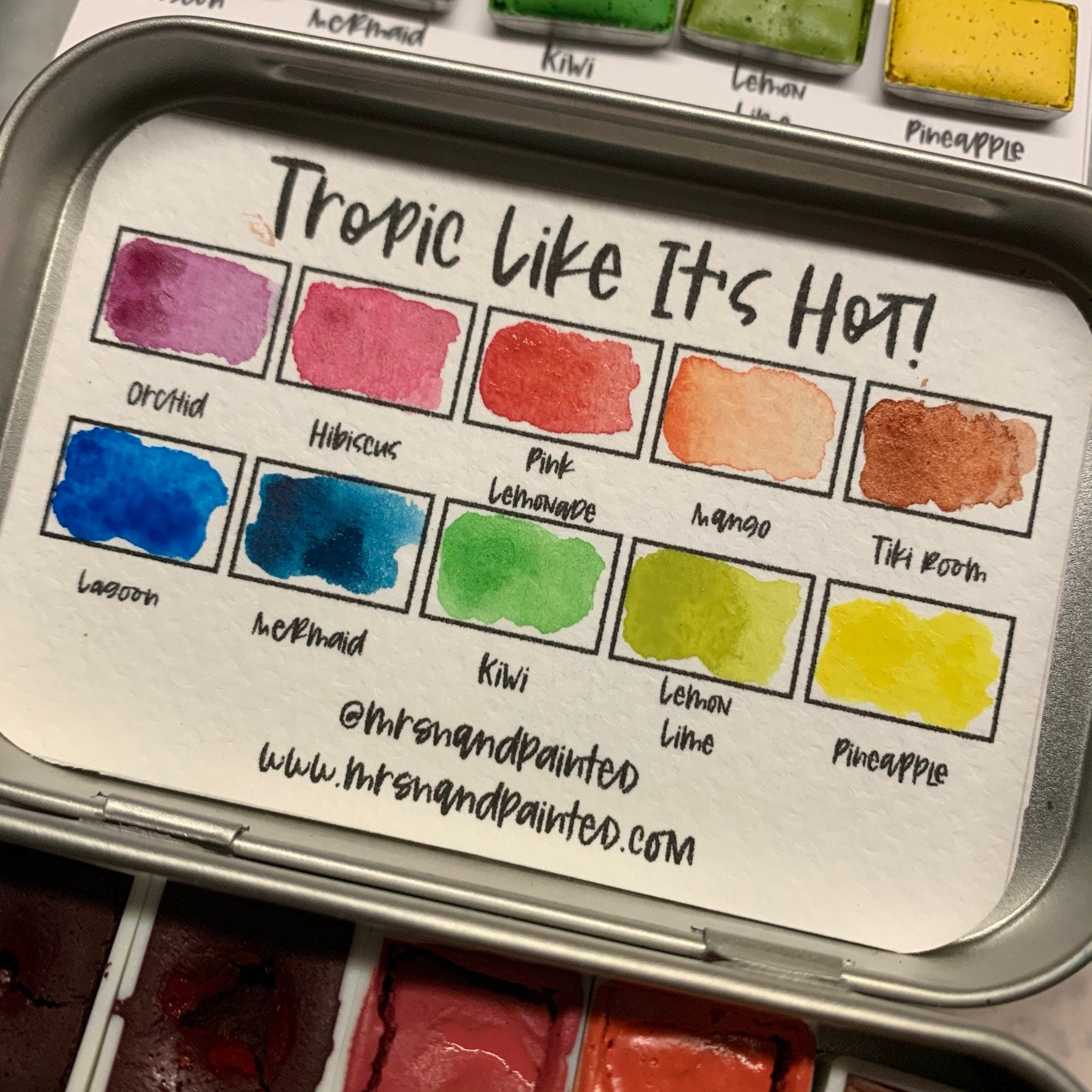 Handmade Watercolor Paints - TIKI ROOM Half Pans