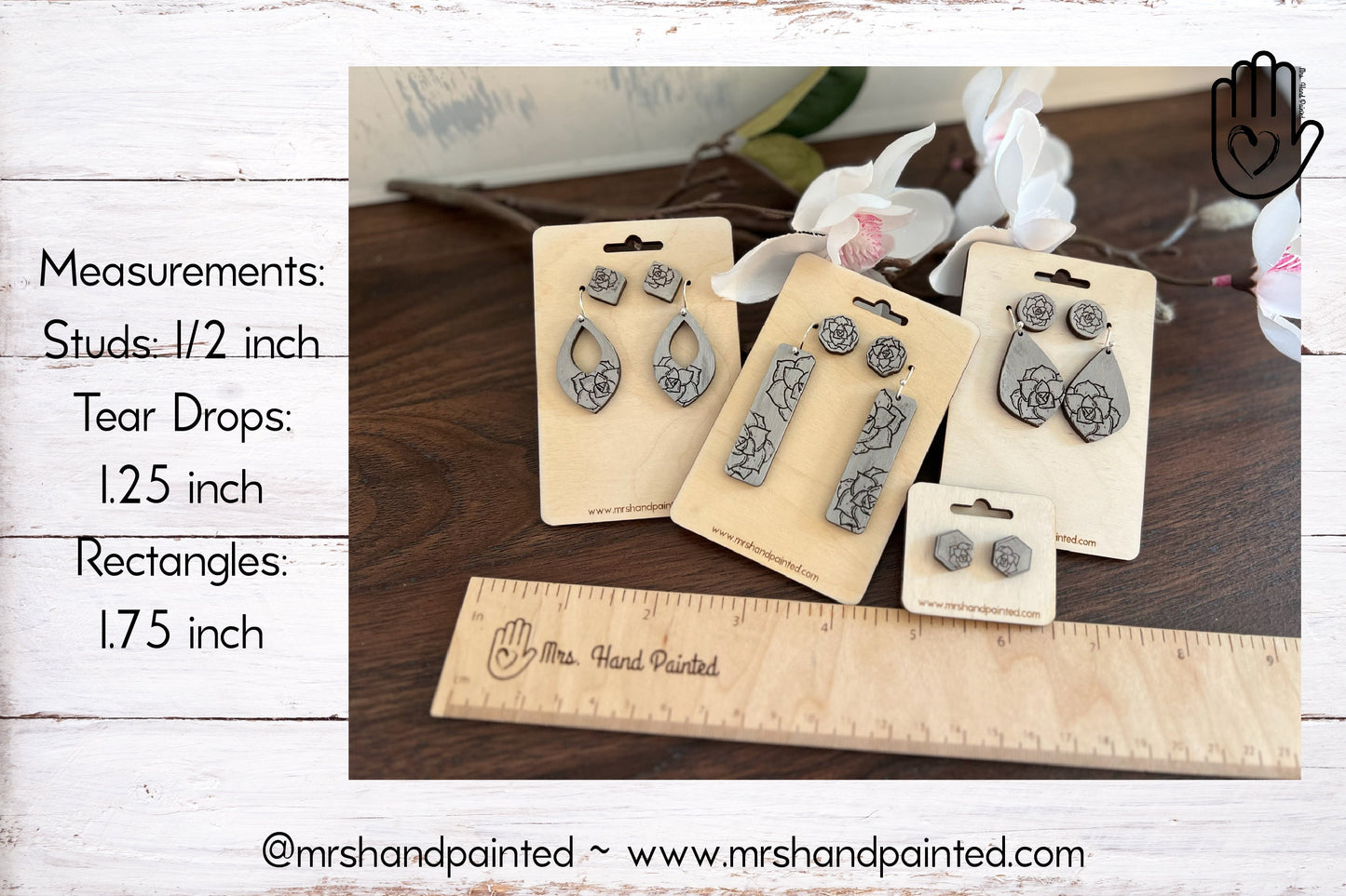 Succulents Laser Engraved Wood Earring Collection