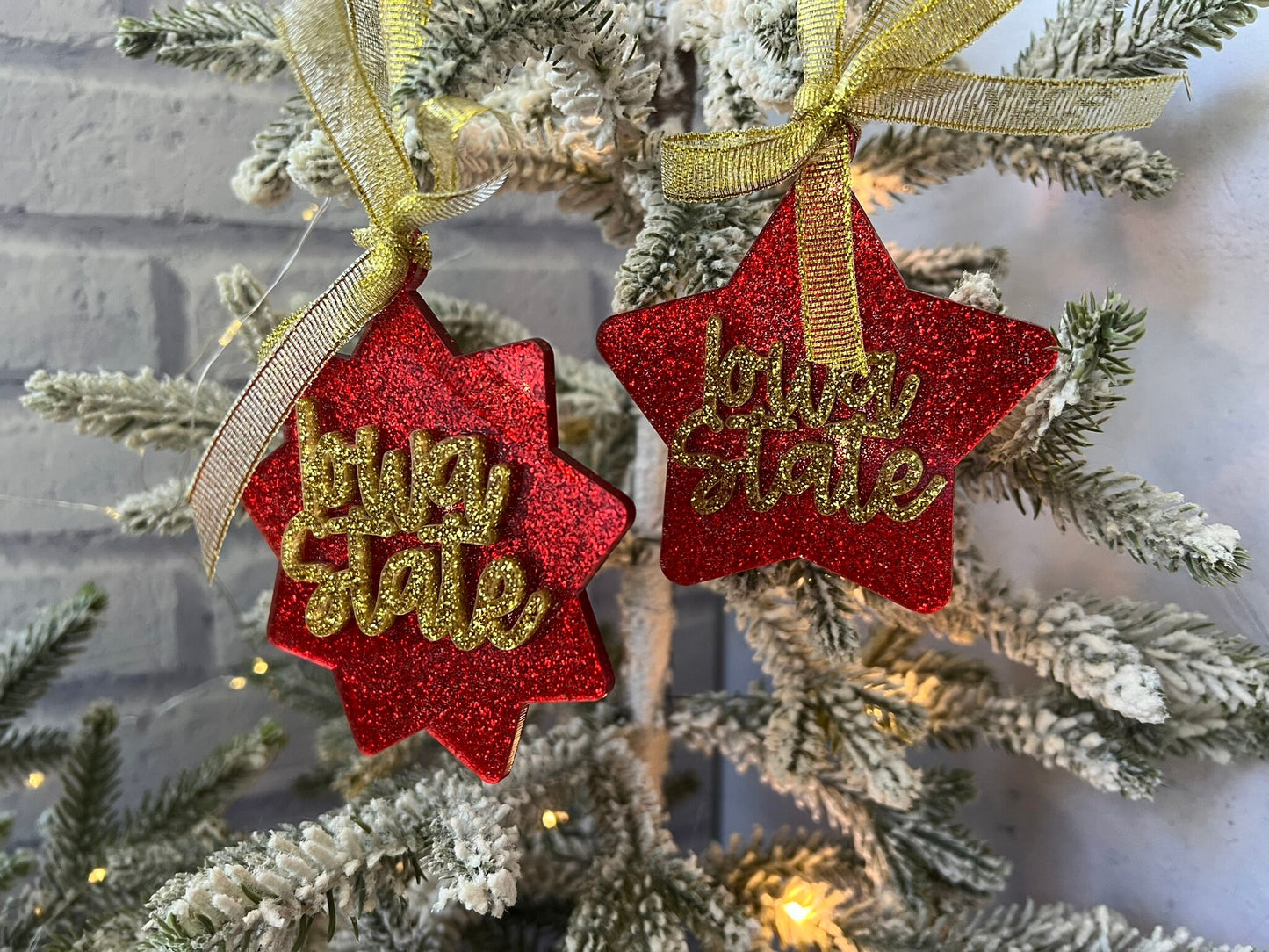 Glitter Acrylic Iowa State University Christmas Ornaments