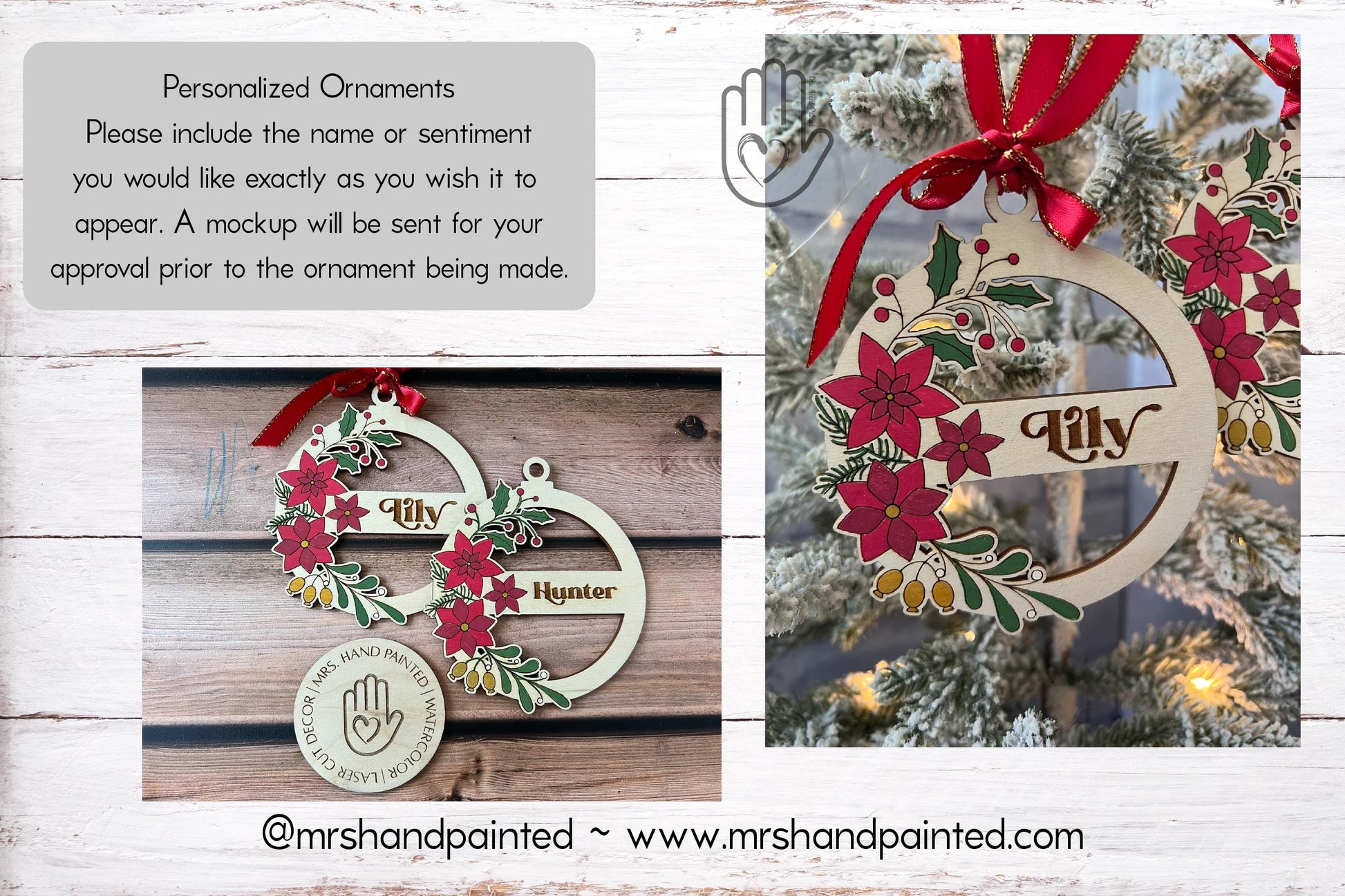 Digital Laser Cut File - Christmas Floral Ornament