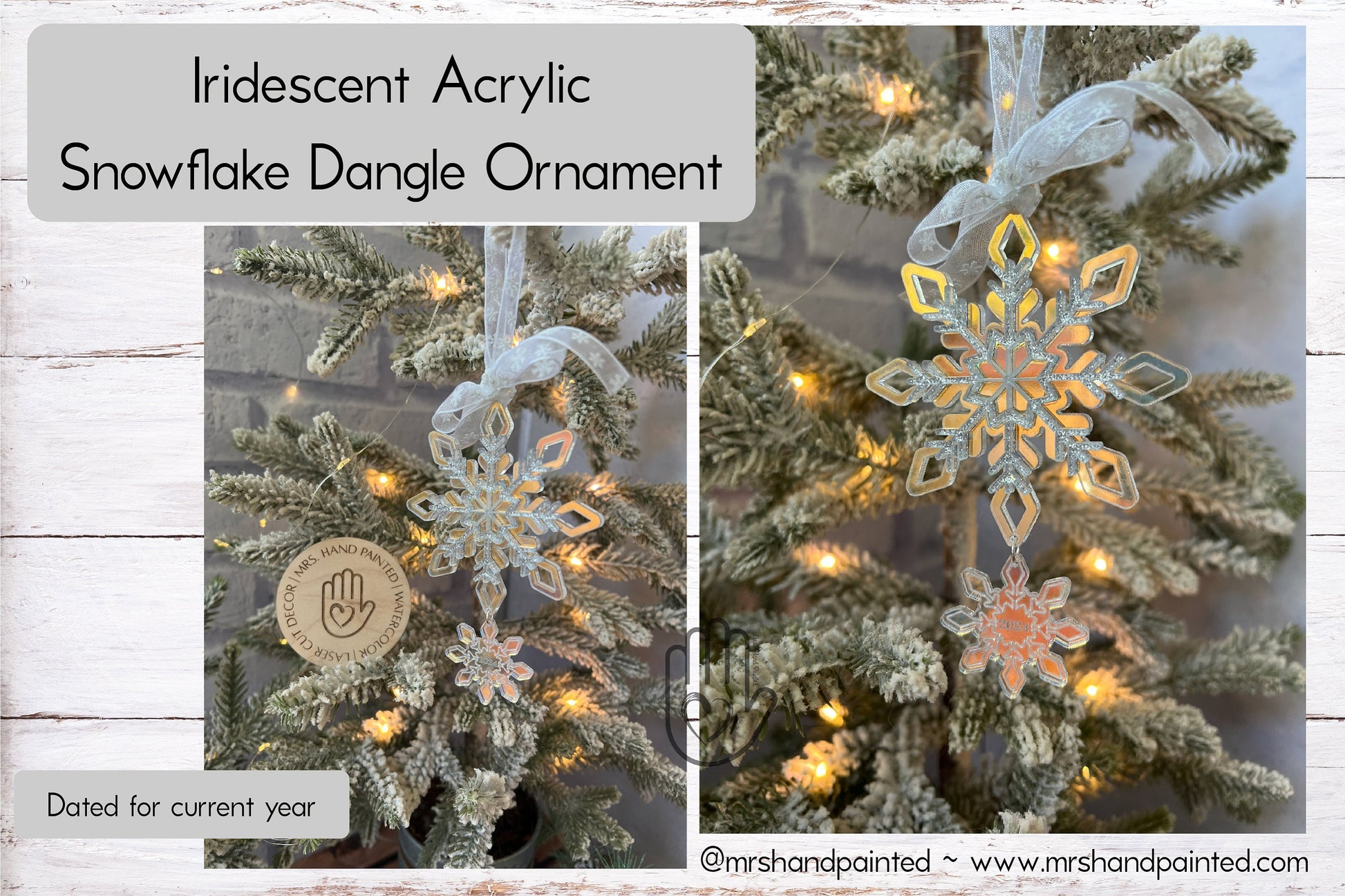 Iridescent Acrylic Snowflake Dangle Christmas Ornament