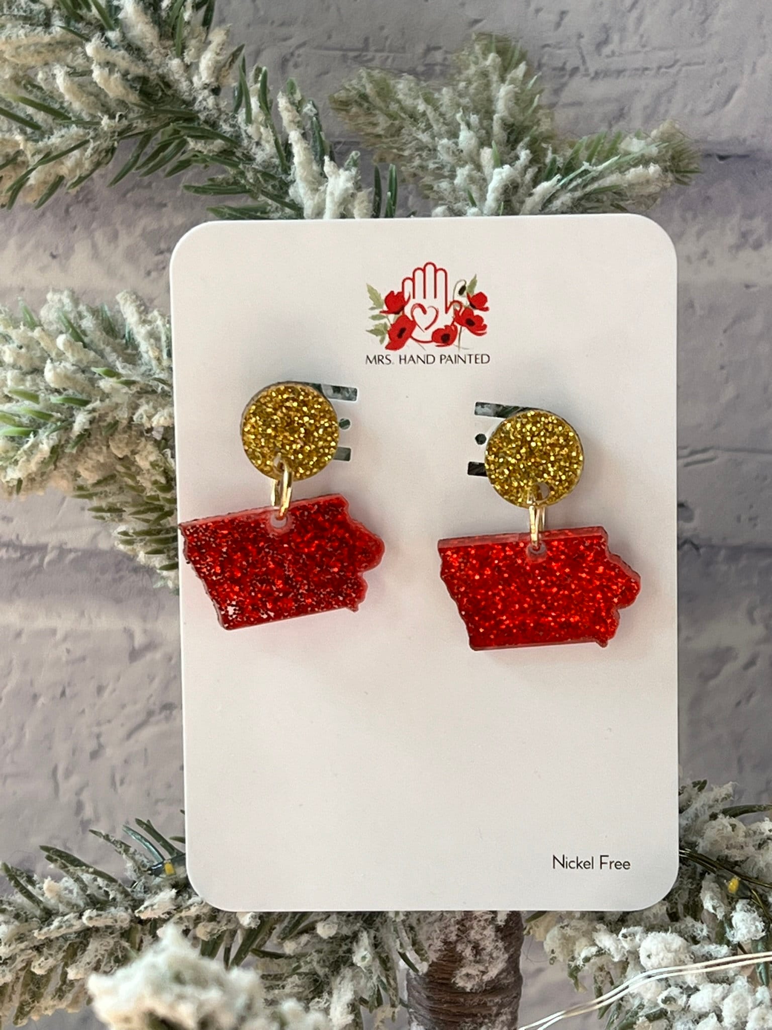 Iowa State Glitter Acrylic Dangle Earrings