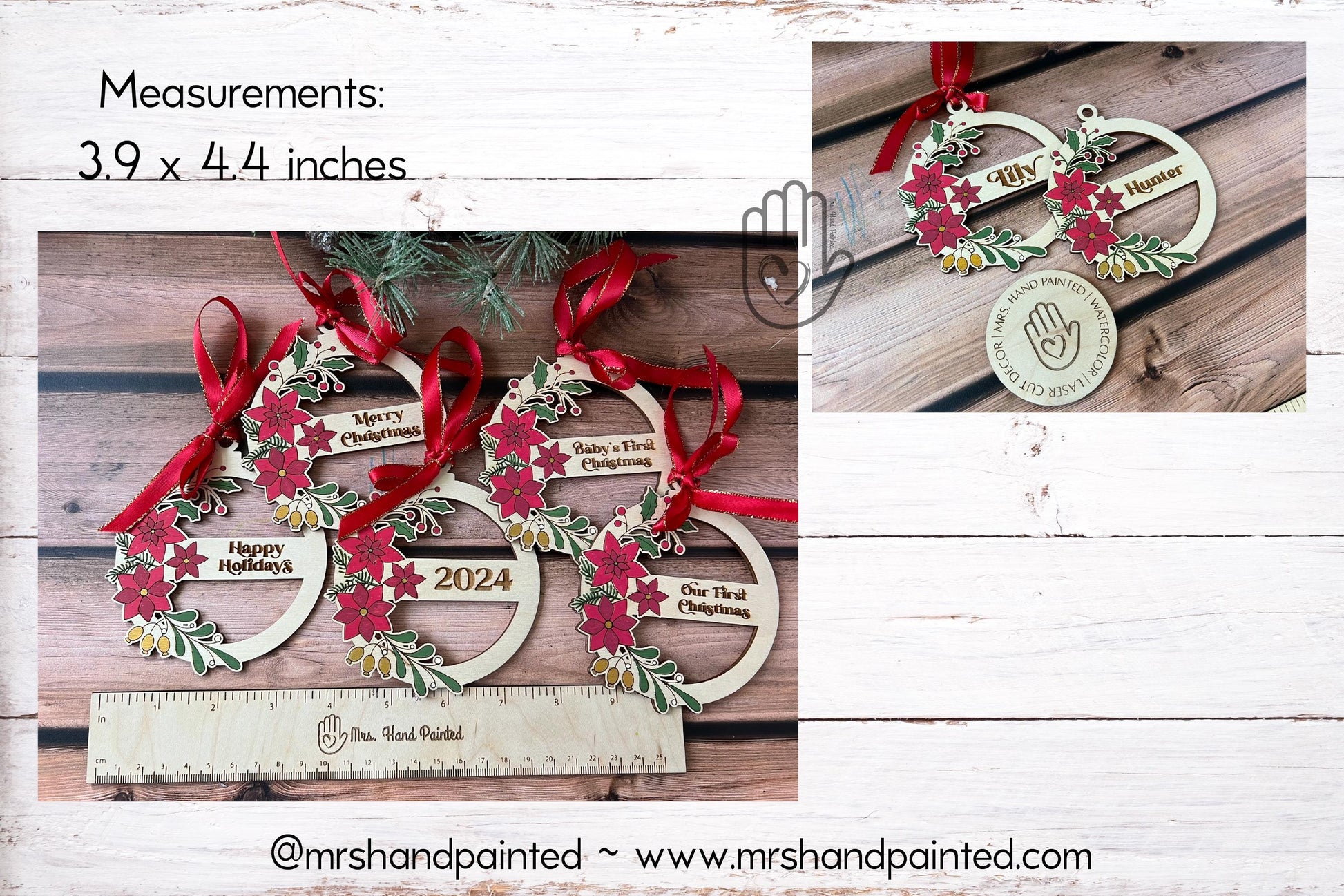 Digital Laser Cut File - Christmas Floral Ornament