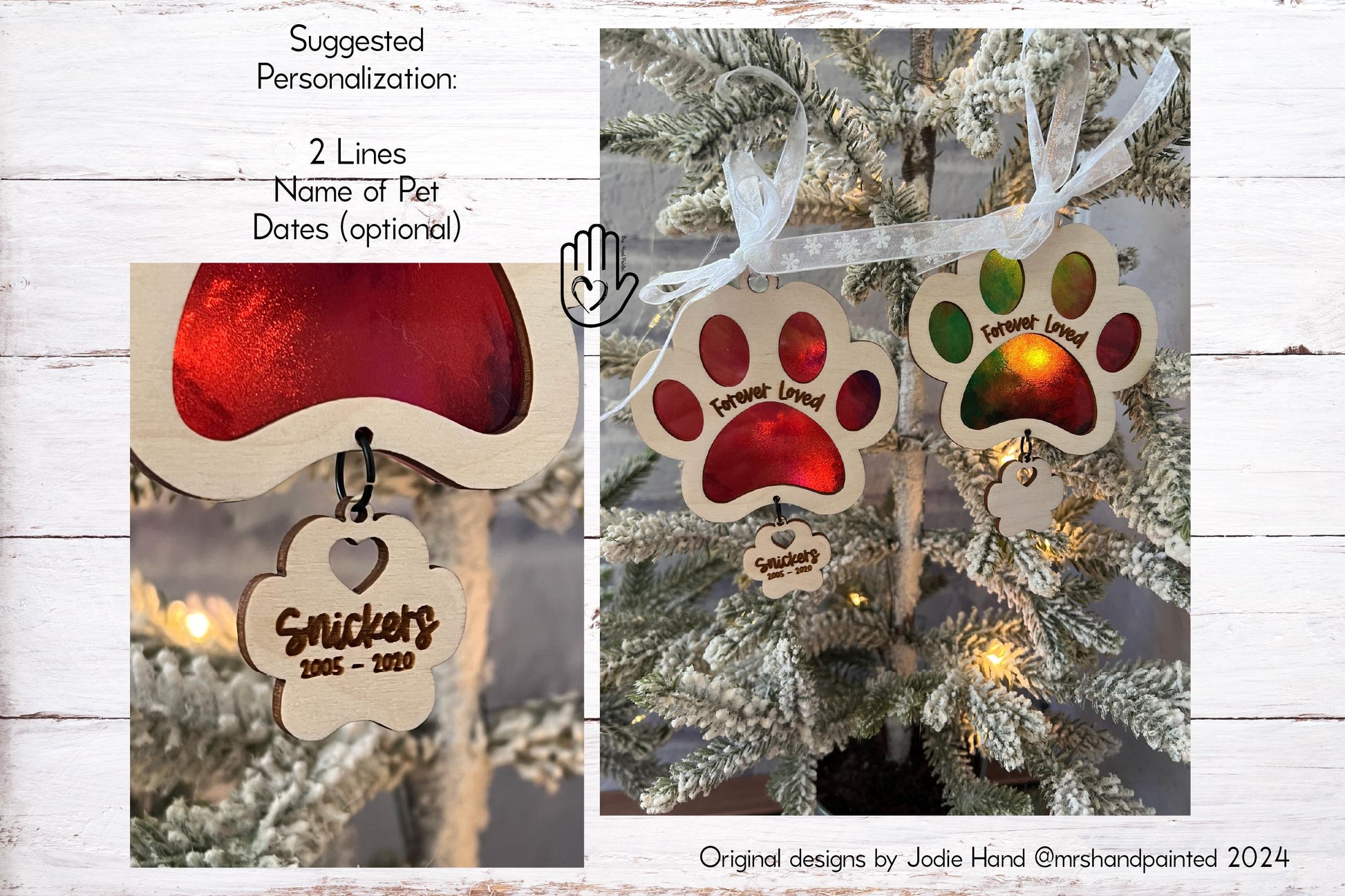 Rainbow Stained Glass Pet Memorial Christmas Ornament