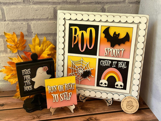 Halloween "Hippie Halloween" Interchangeable Signs - Laser Cut Wood Painted