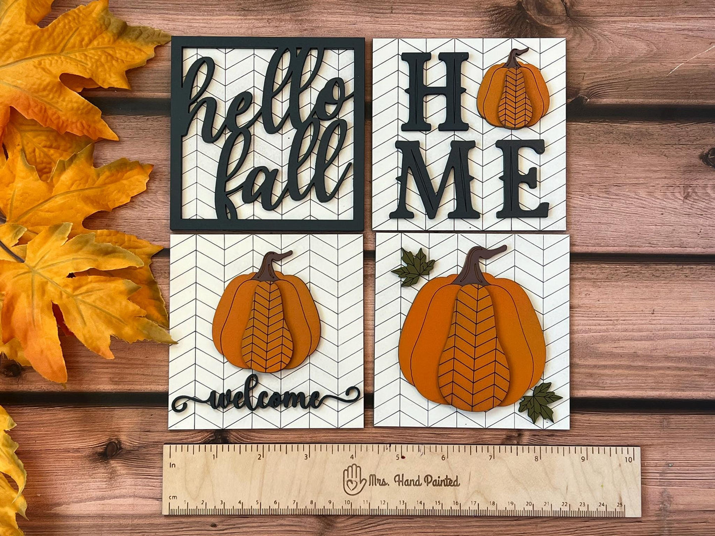 Hello Fall Leaning Ladder Interchangeable Signs