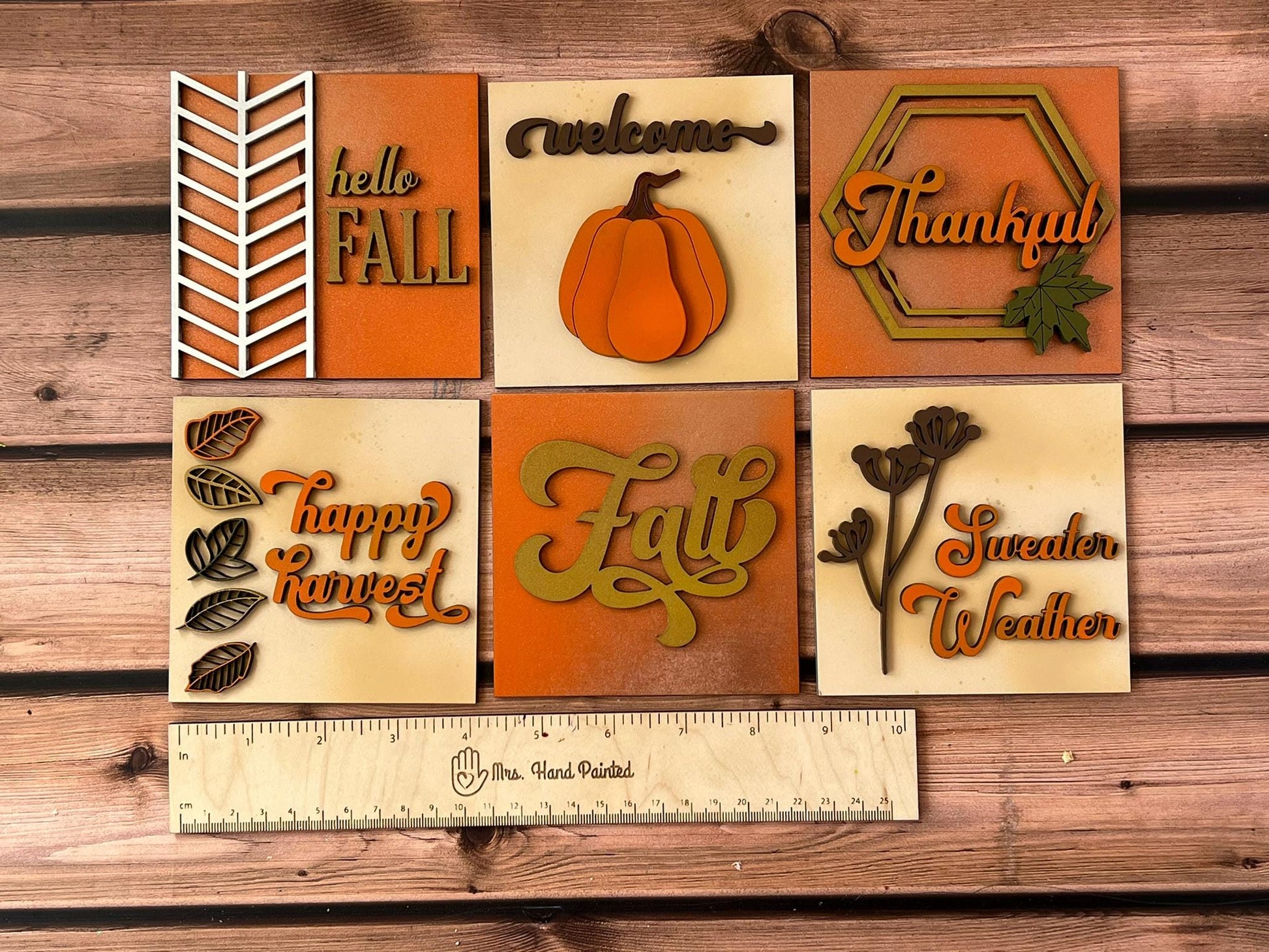 Boho Fall Leaves Leaning Ladder Interchangeable Signs