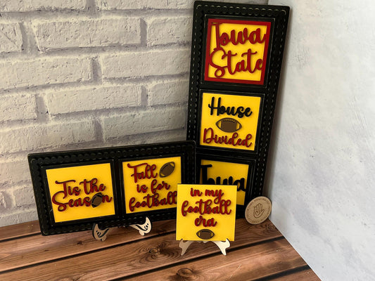 Iowa State and Iowa Football Leaning Ladder Interchangeable Signs