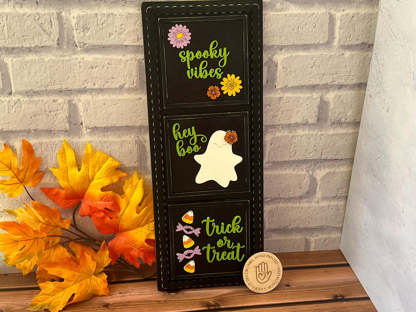 Halloween "Hey Boo" Interchangeable Signs - Laser Cut Wood Painted