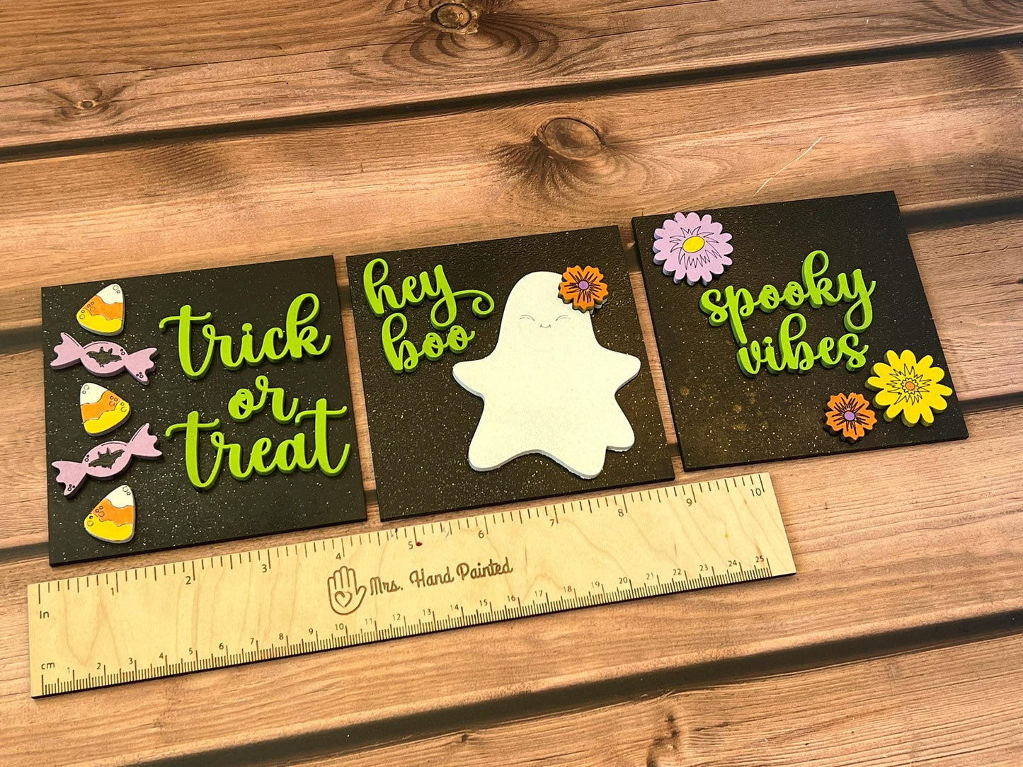 Halloween "Hey Boo" Interchangeable Signs - Laser Cut Wood Painted