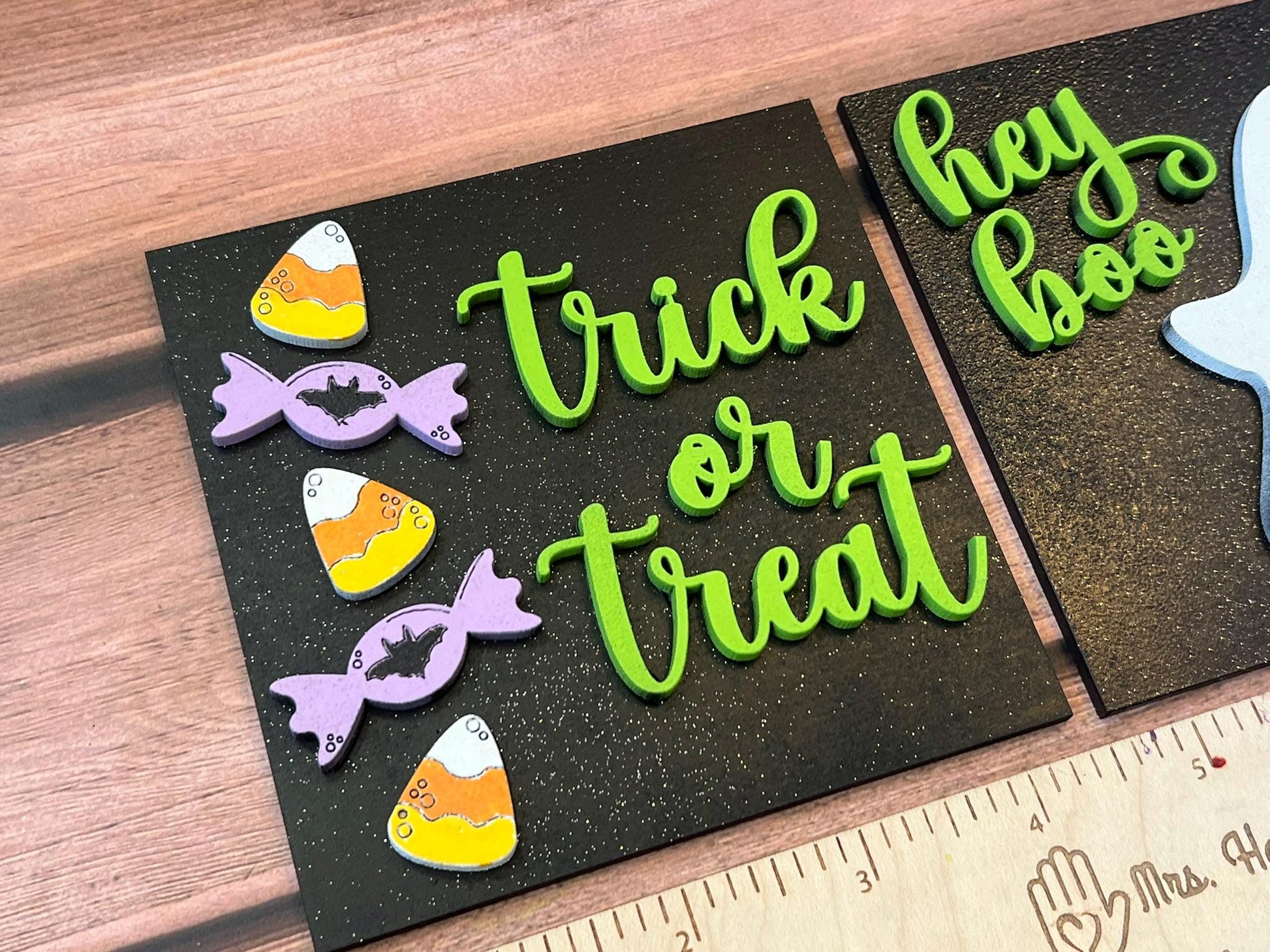 Halloween "Hey Boo" Interchangeable Signs - Laser Cut Wood Painted