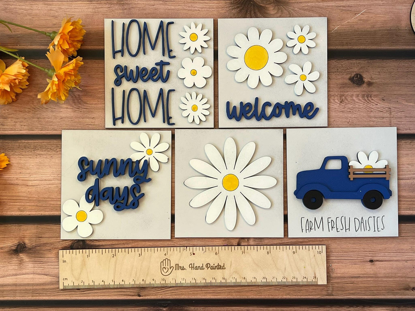 Daisies Interchangeable Signs - Laser Cut Wood Painted