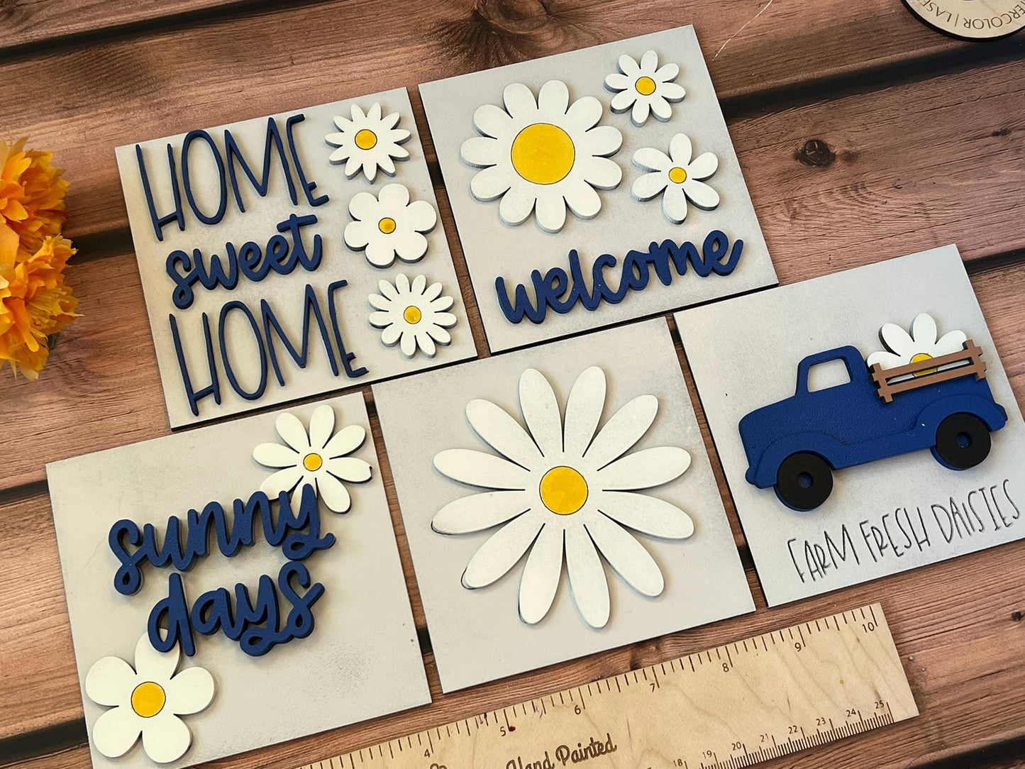 Daisies Interchangeable Signs - Laser Cut Wood Painted