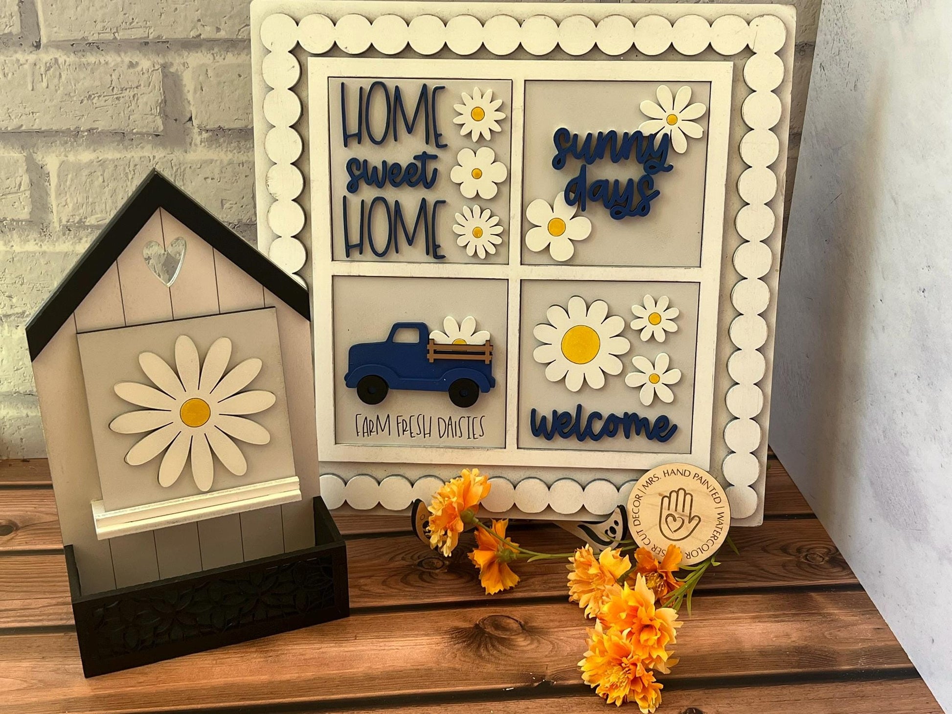 Daisies Interchangeable Signs - Laser Cut Wood Painted