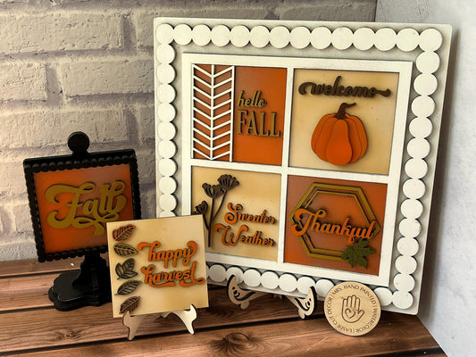 Boho Fall Leaves Leaning Ladder Interchangeable Signs