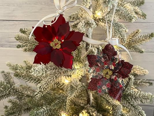 Poinsettia Layered 3D Acrylic Ornaments