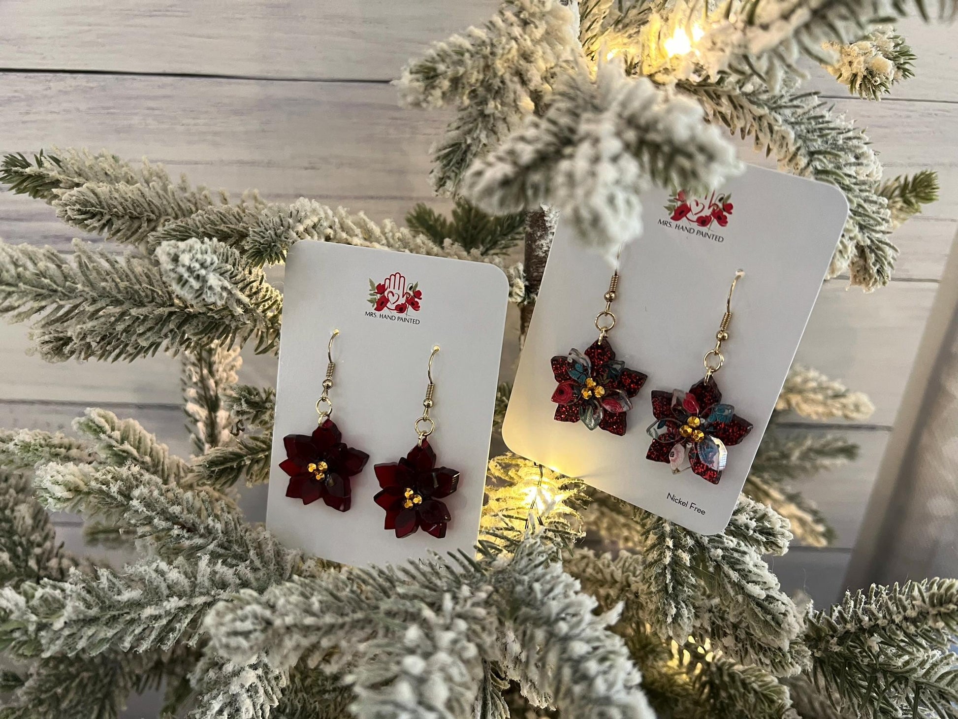 Poinsettia Layered 3D Acrylic Earrings