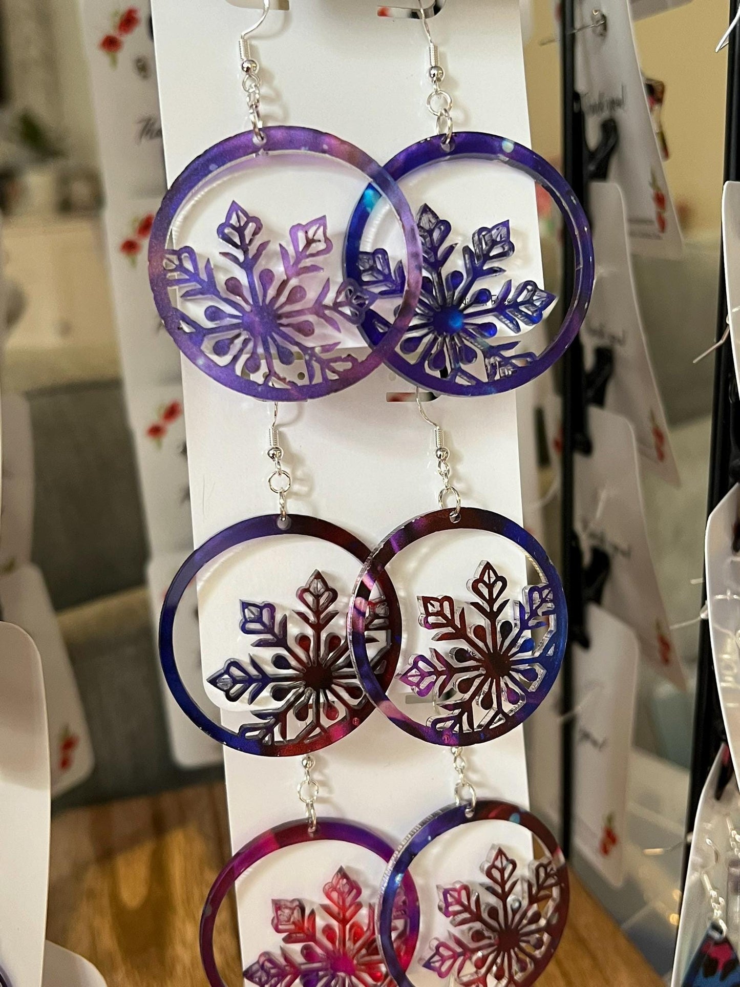 Winter Abstract Print Laser Cut Acrylic Earrings