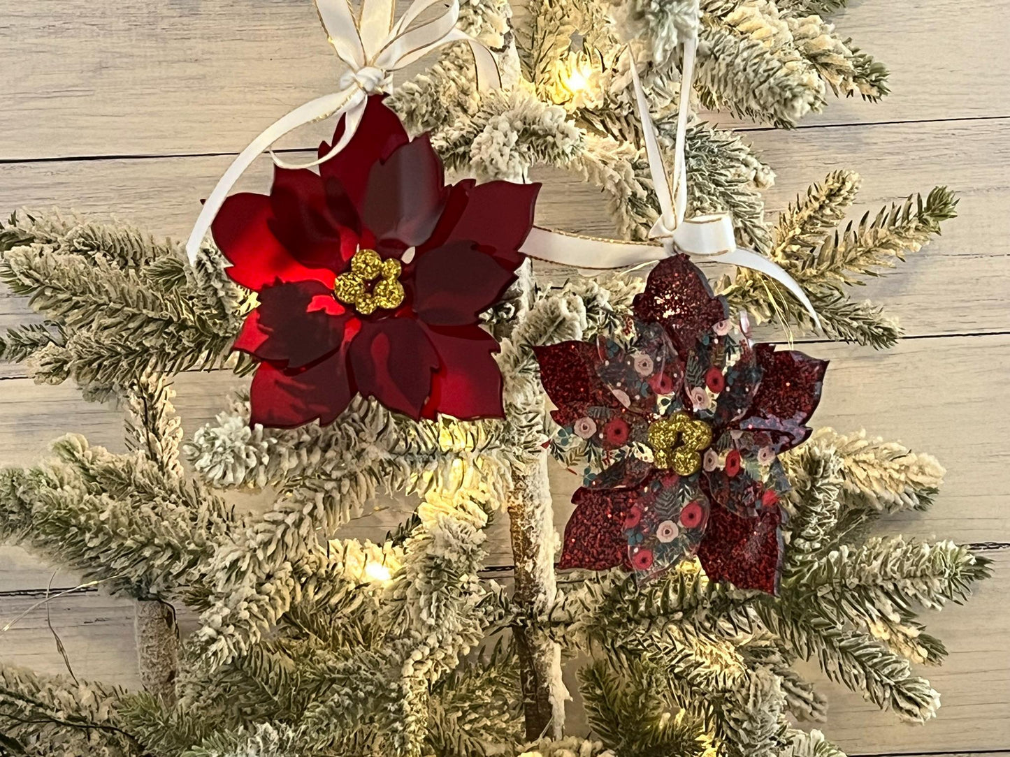 Poinsettia Layered 3D Acrylic Ornaments