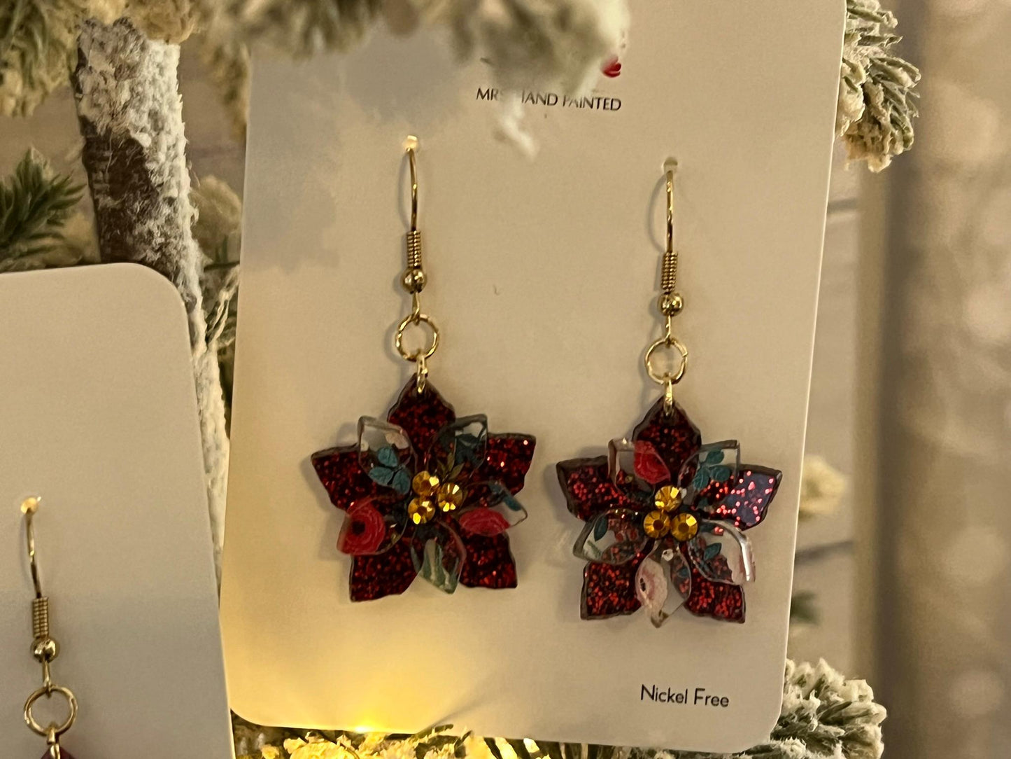 Poinsettia Layered 3D Acrylic Earrings