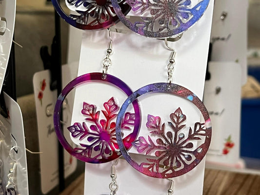 Winter Abstract Print Laser Cut Acrylic Earrings