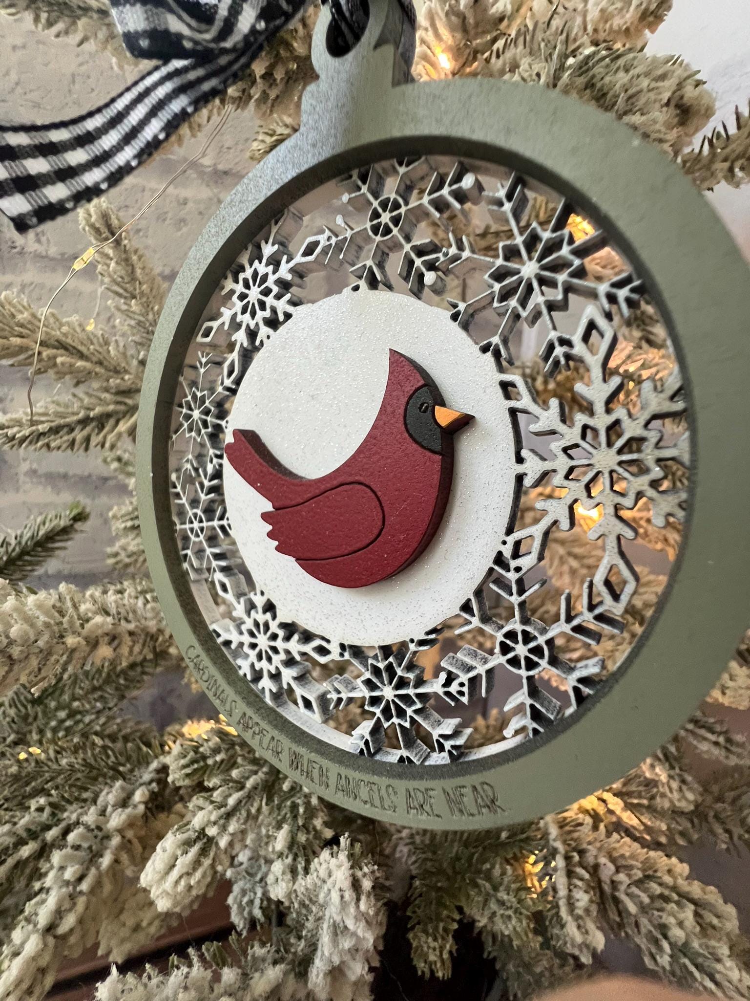 Cardinal Snowflakes Memorial Ornament