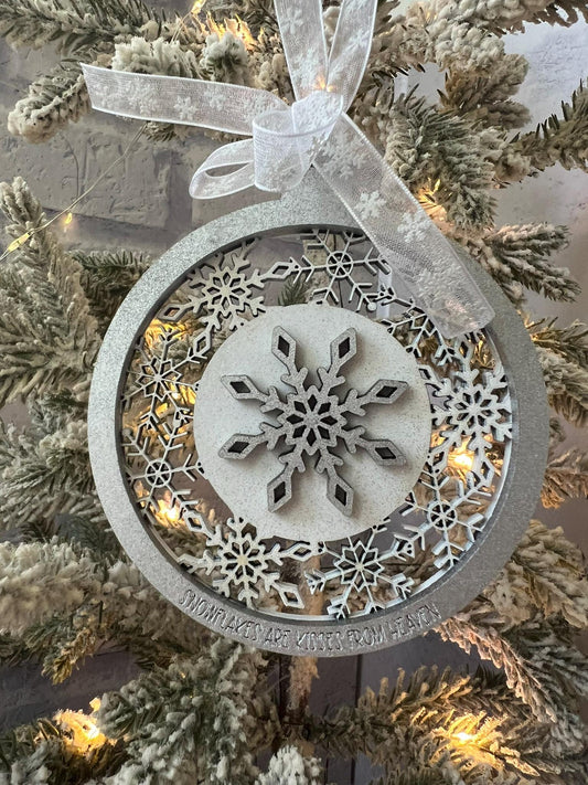 Digital Laser Cut File - Snowflake Memorial Ornaments