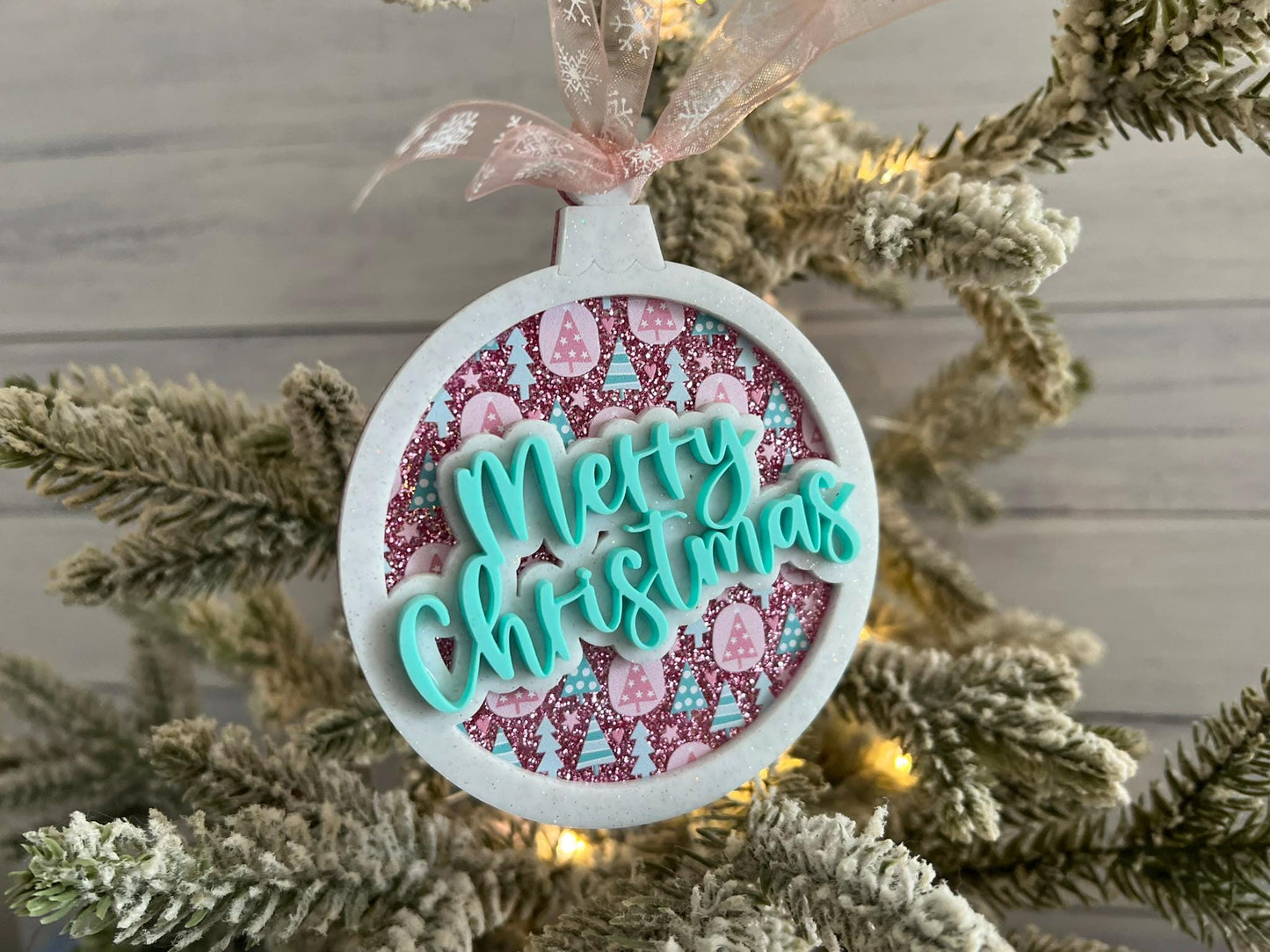 Patterned Merry Christmas Ornament