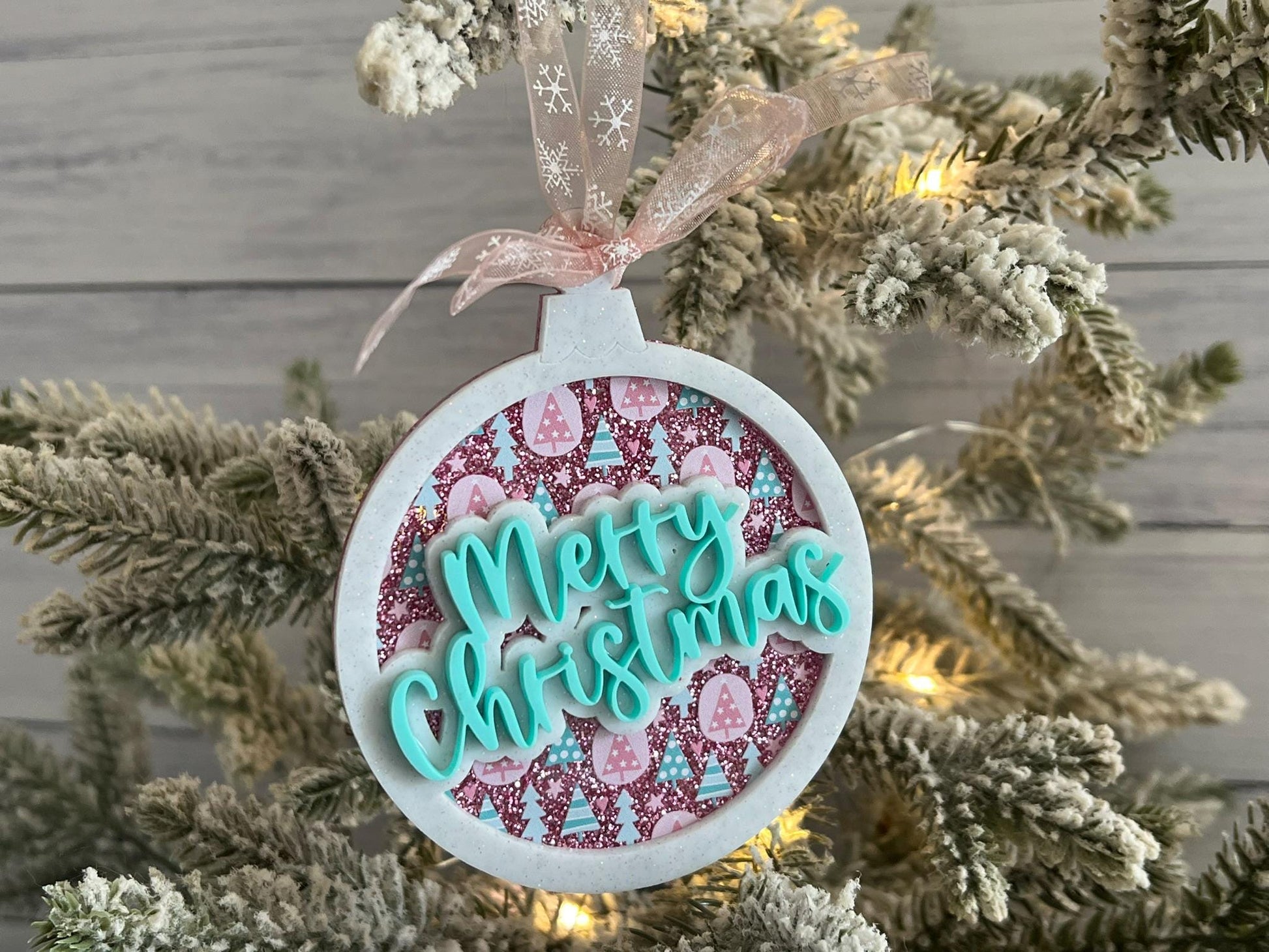 Patterned Merry Christmas Ornament