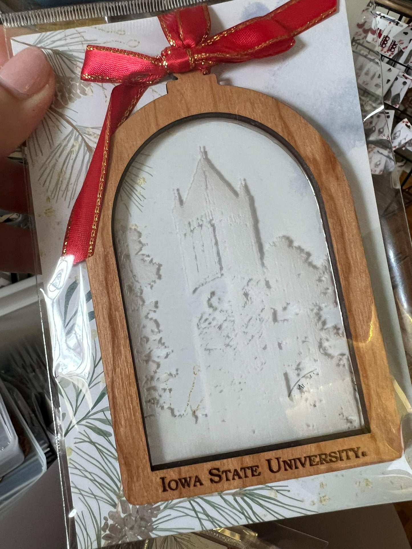 Iowa State Campanile Engraved Acrylic & Wood Ornament