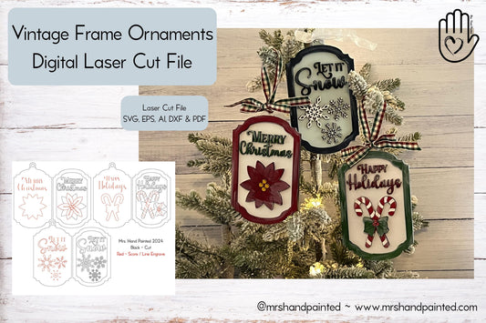 Digital Laser Cut File - Vintage Frame Ornaments