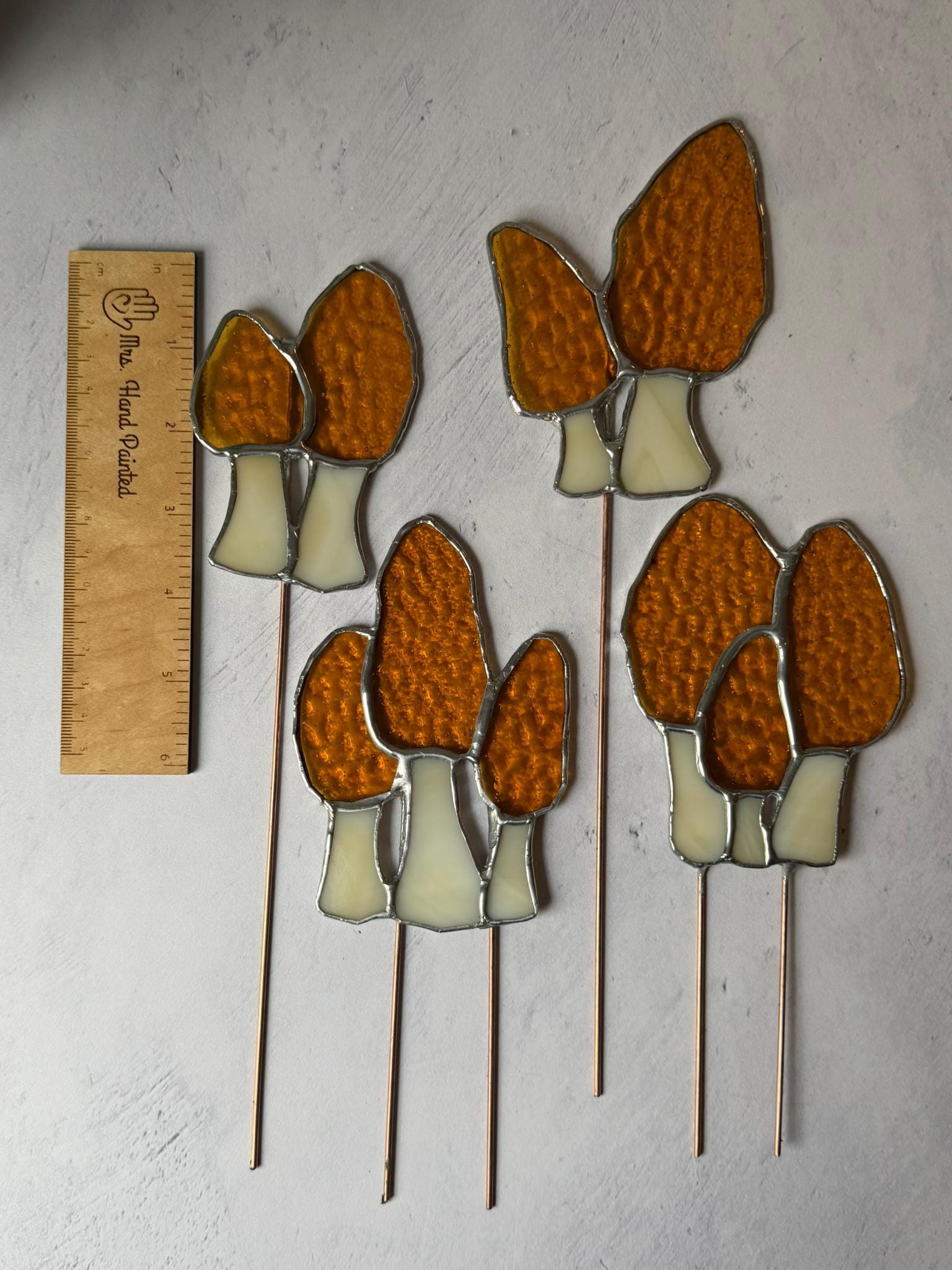 Stained Glass Morel Mushroom Garden Stake