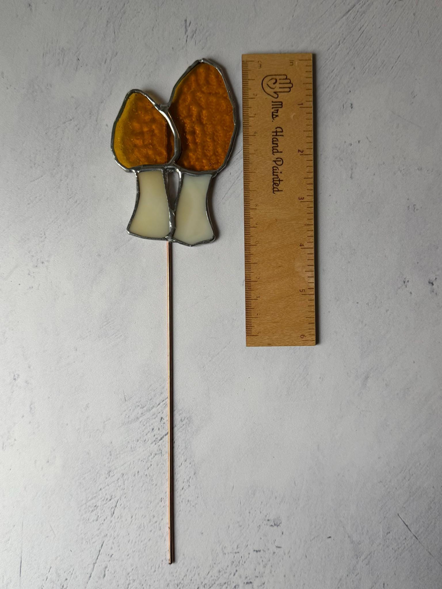 Stained Glass Morel Mushroom Garden Stake