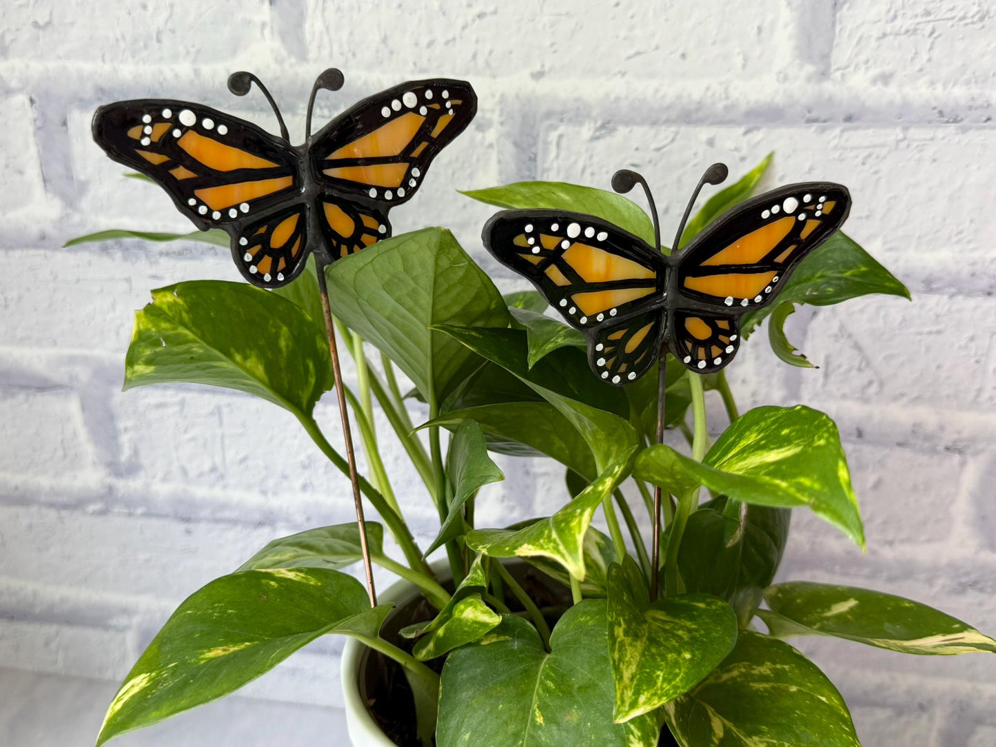Monarch Butterfly Stained Glass Garden Stake