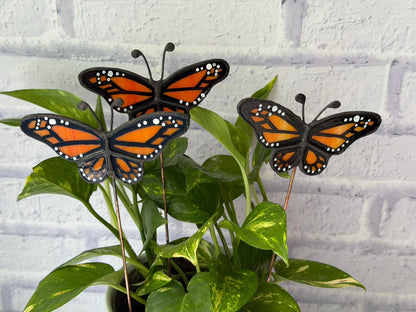 Monarch Butterfly Stained Glass Garden Stake