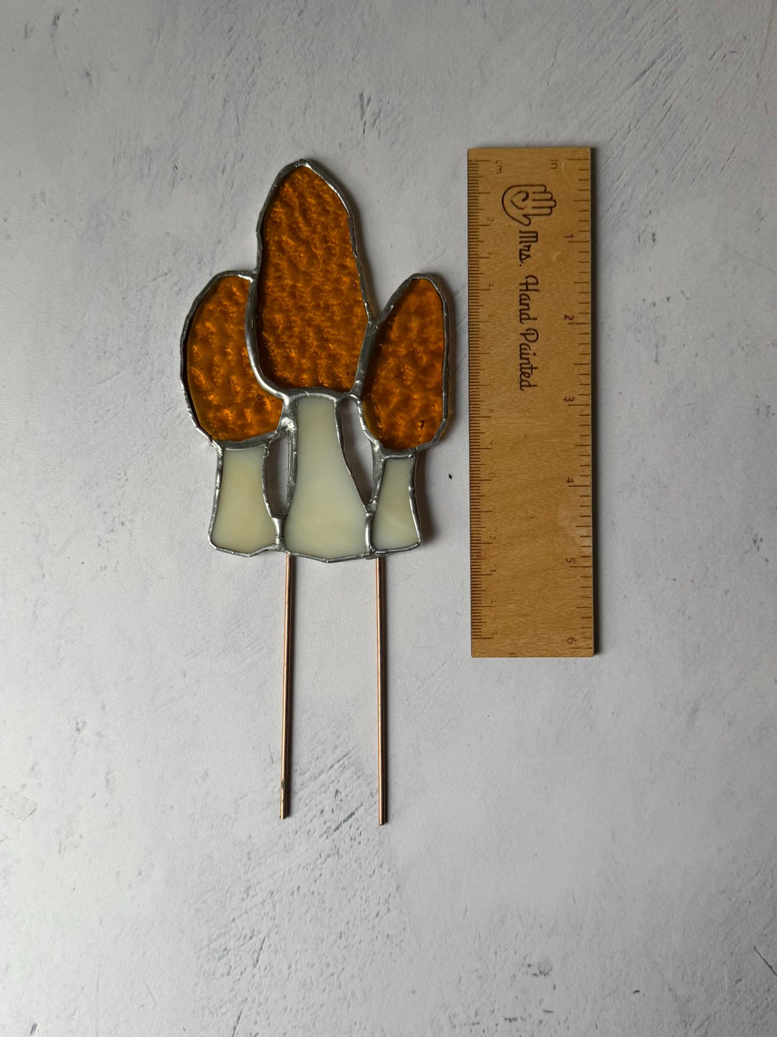 Stained Glass Morel Mushroom Garden Stake