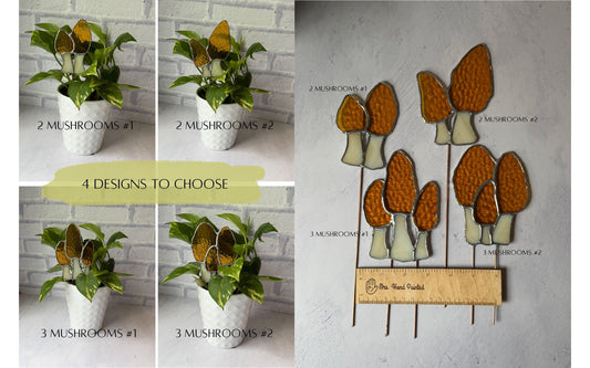 Stained Glass Morel Mushroom Garden Stake