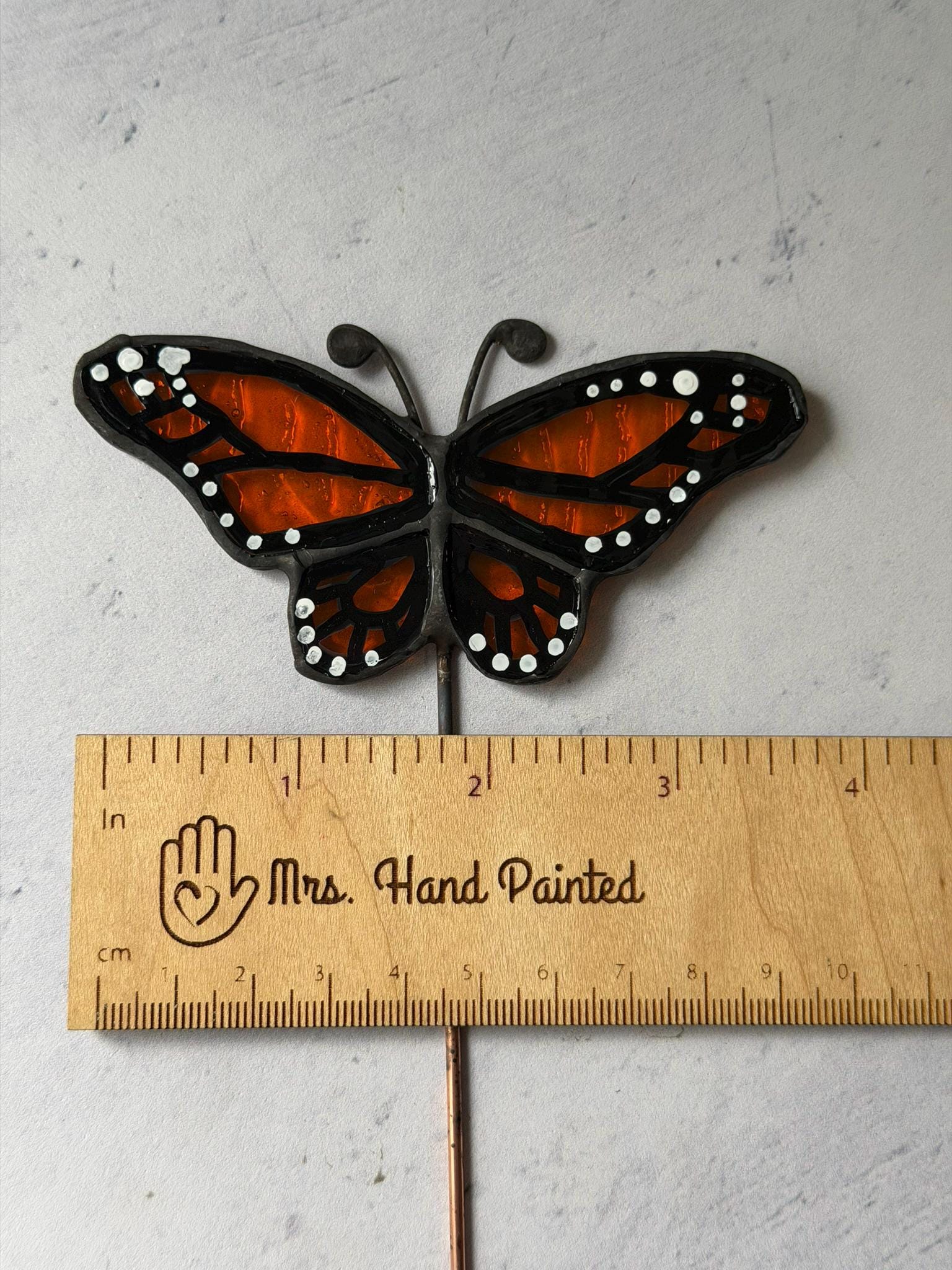 Monarch Butterfly Stained Glass Garden Stake