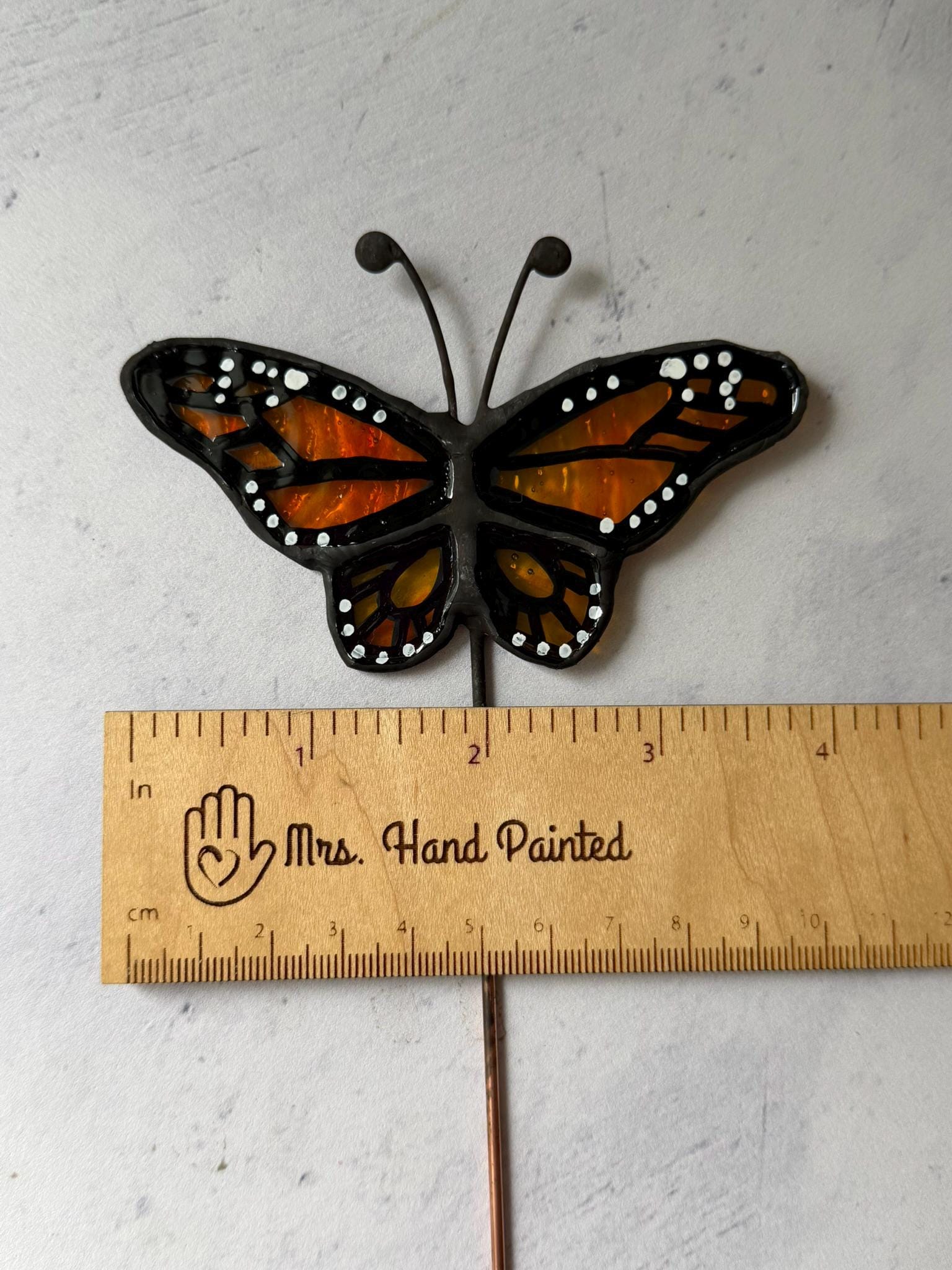 Monarch Butterfly Stained Glass Garden Stake