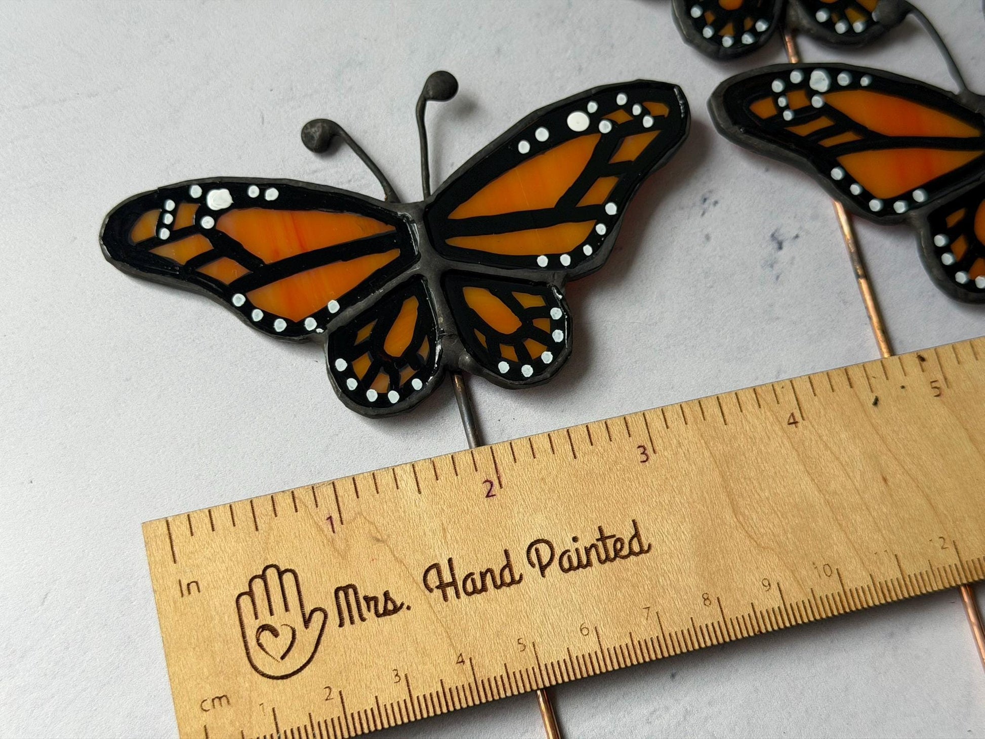 Monarch Butterfly Stained Glass Garden Stake