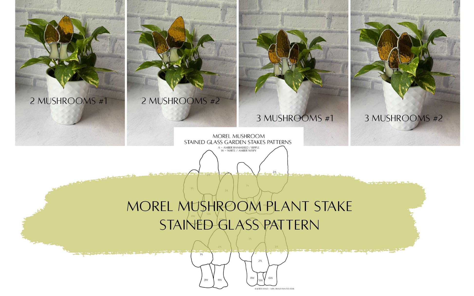 Digital File - Morel Mushroom Stained Glass Garden Stake Pattern