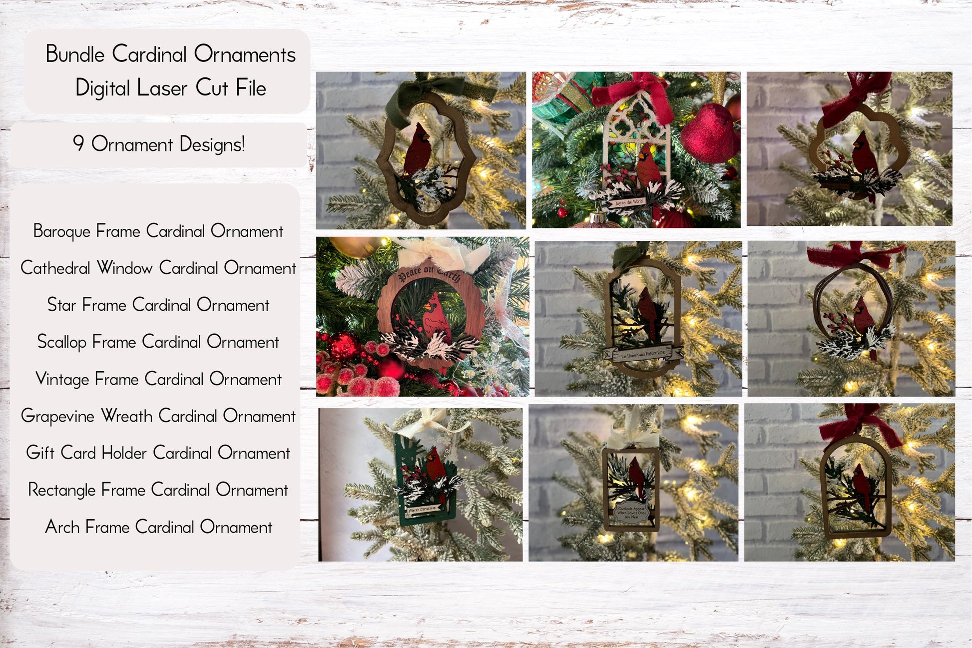 Digital Cut File - Cardinal Ornament Bundle