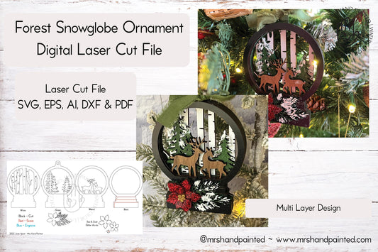 Digital Cut File - Forest Snow Globe Ornament