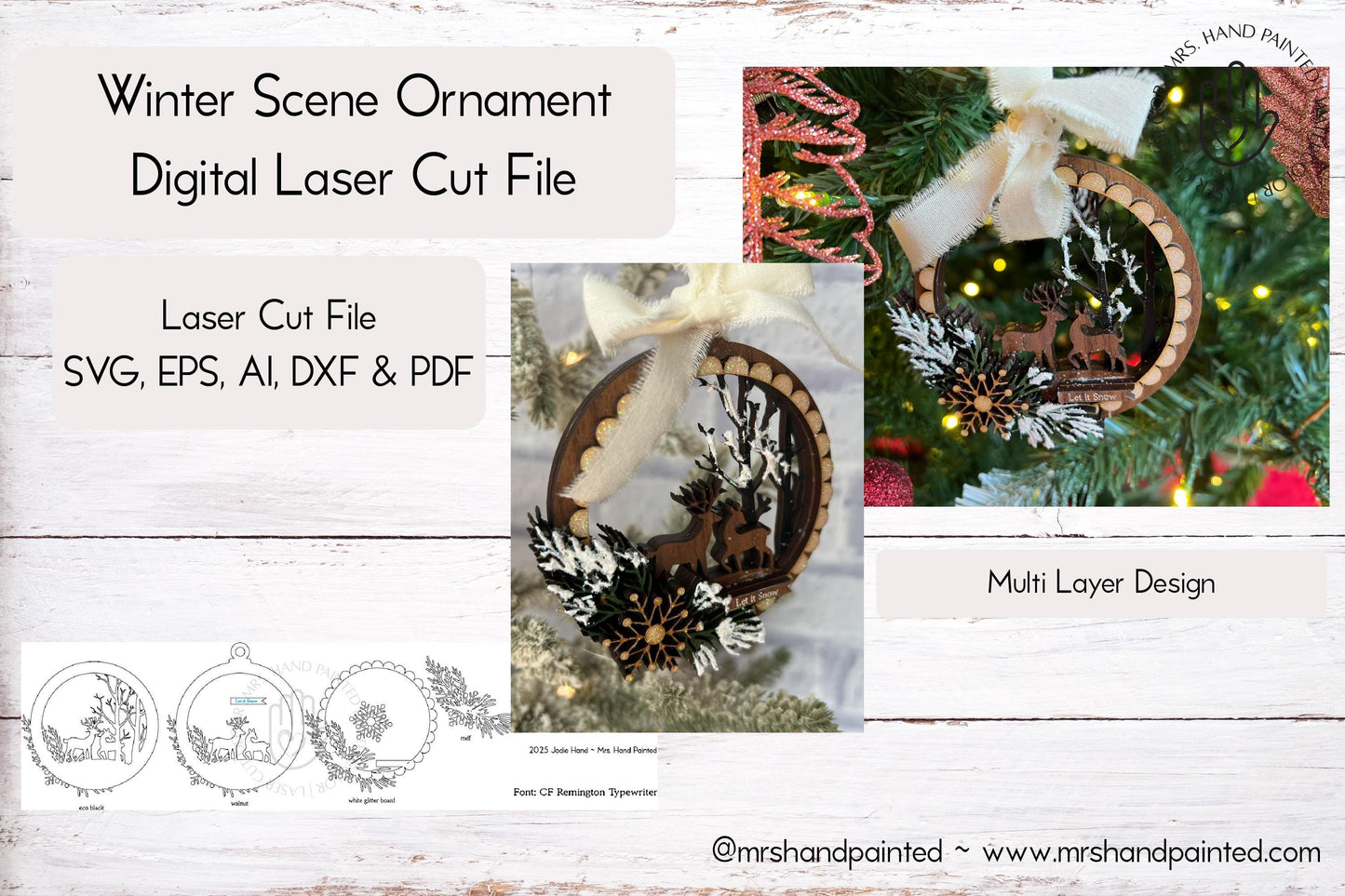 Digital Cut File - Forest Snow Globe Ornament
