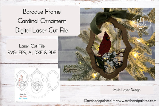 Digital Cut File - Baroque Frame Cardinal Ornament