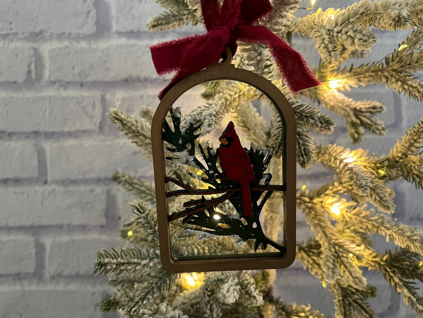 Digital Cut File - Arch Frame Cardinal Ornament
