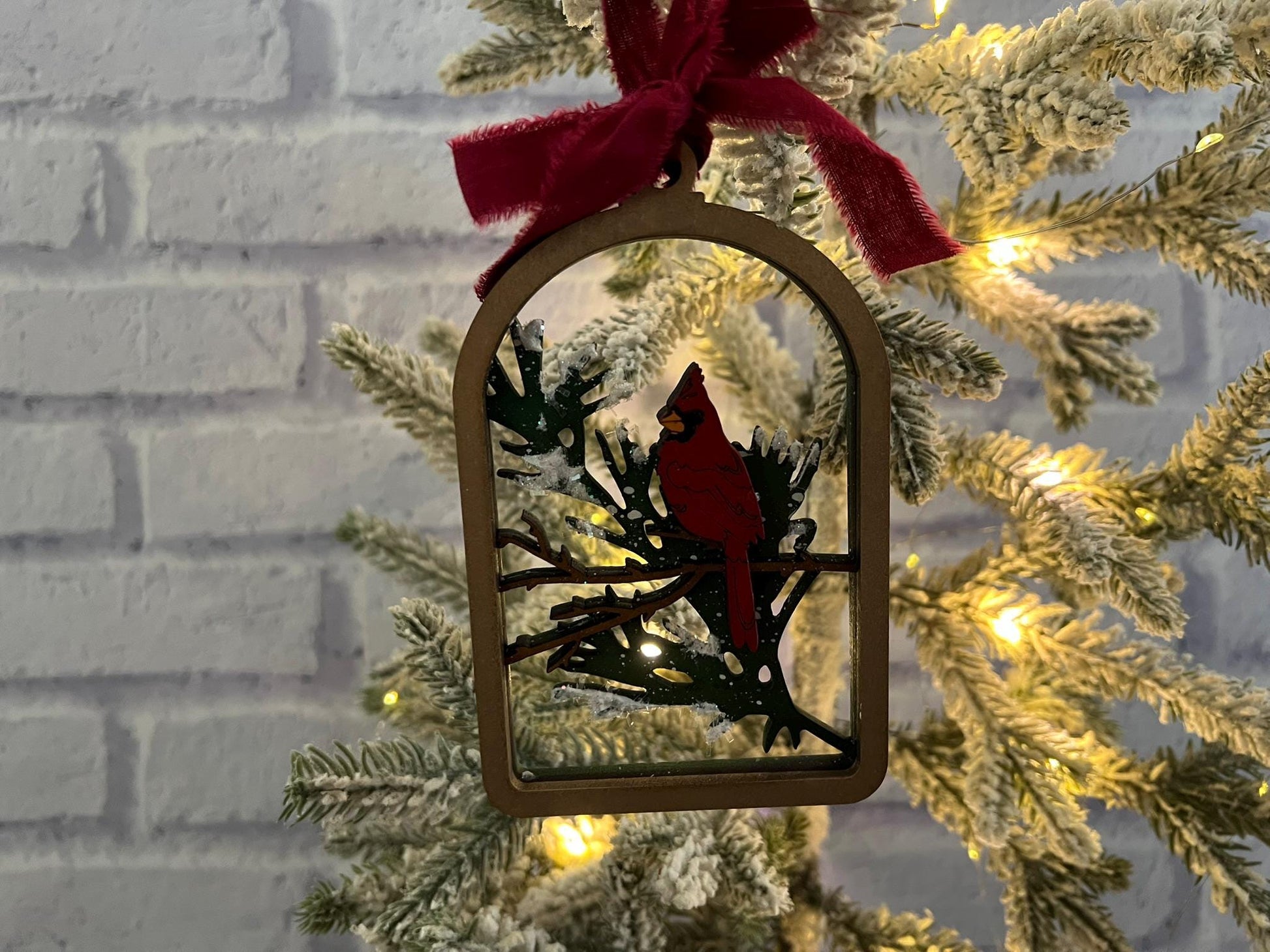 Digital Cut File - Arch Frame Cardinal Ornament