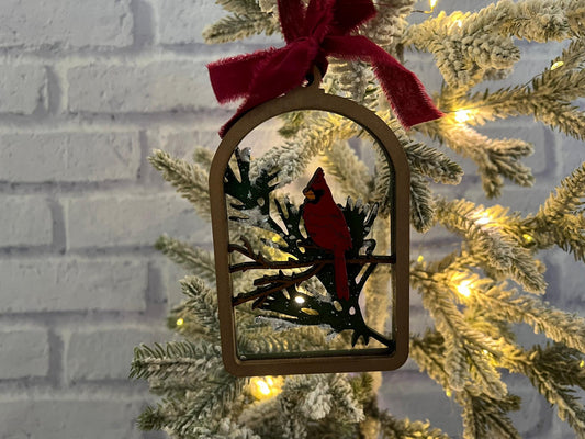Digital Cut File - Arch Frame Cardinal Ornament
