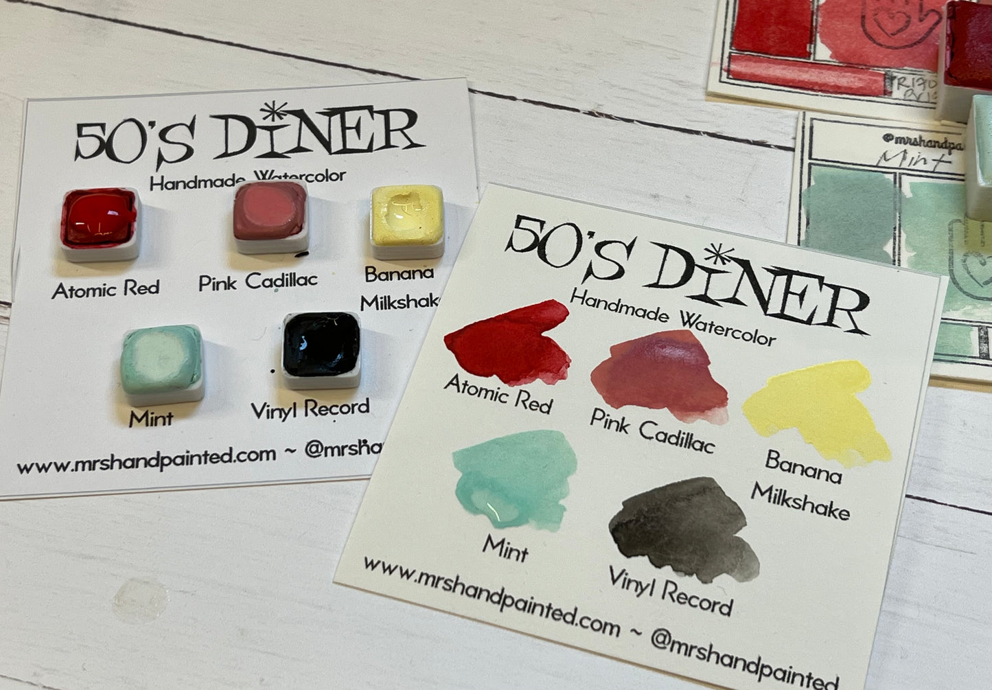 Handmade Watercolor Paints Set - 50's DINER