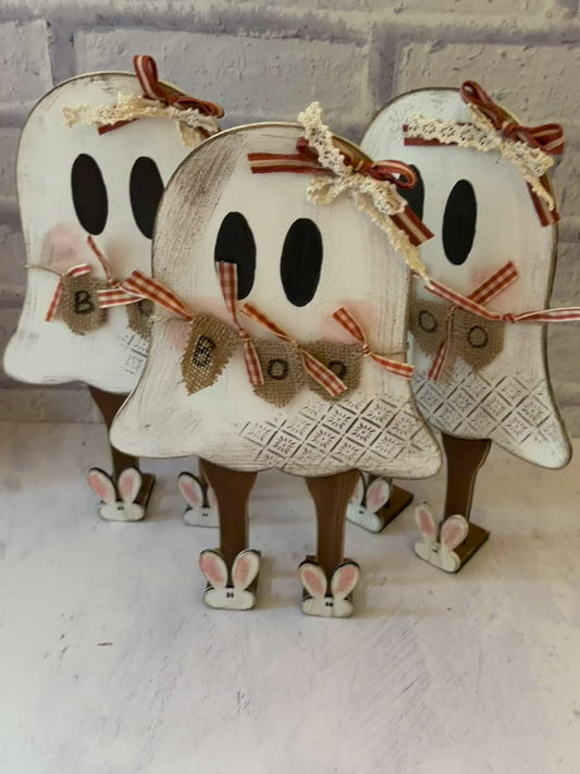 Farmhouse Ghost with Bunny Slippers